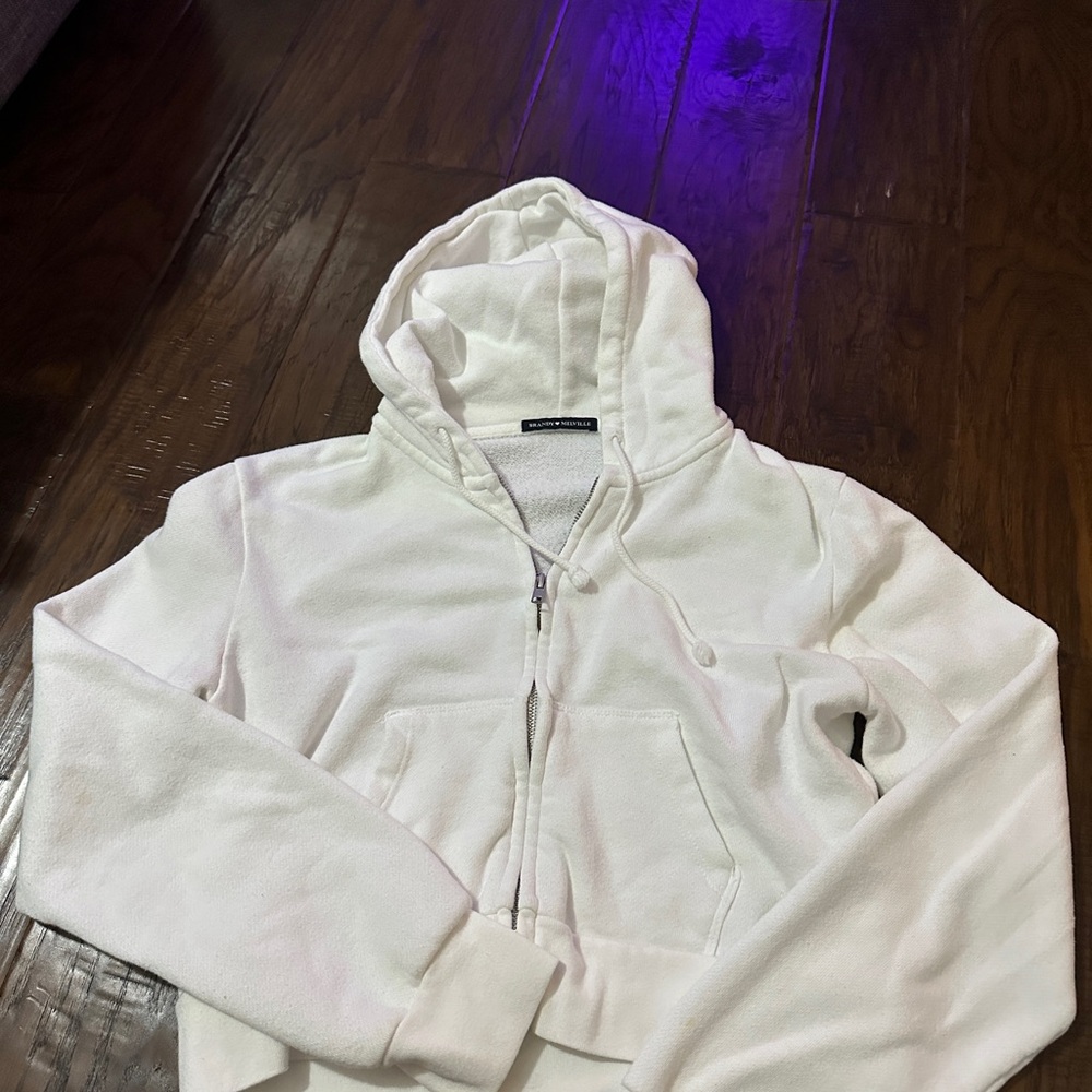 White Brandy Melville Zip-Up Hoodie